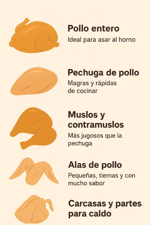 Infografía del despiece de un pollo