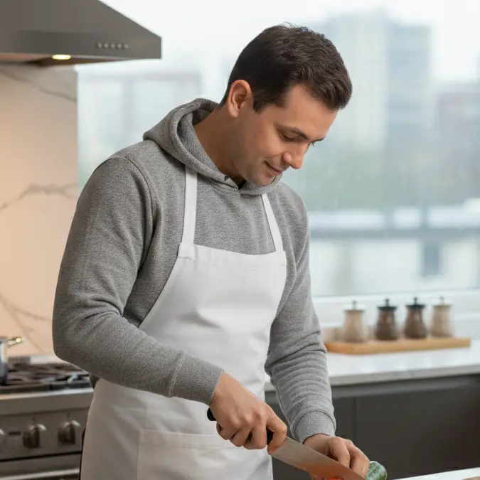 manuel-hernandez-cocinando Autor Manuel Hernández cocinando en su cocina