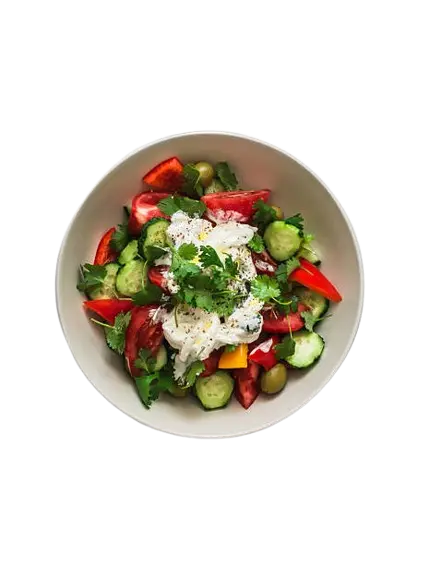 Un plato con una ensalada saludable