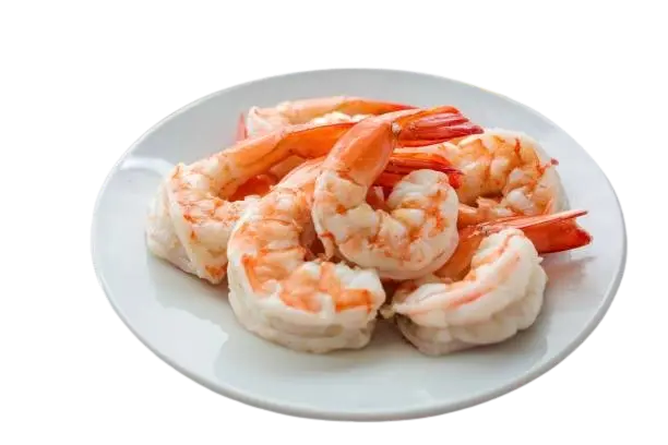 Recetas con langostinos: un plato con langostinos cocidos