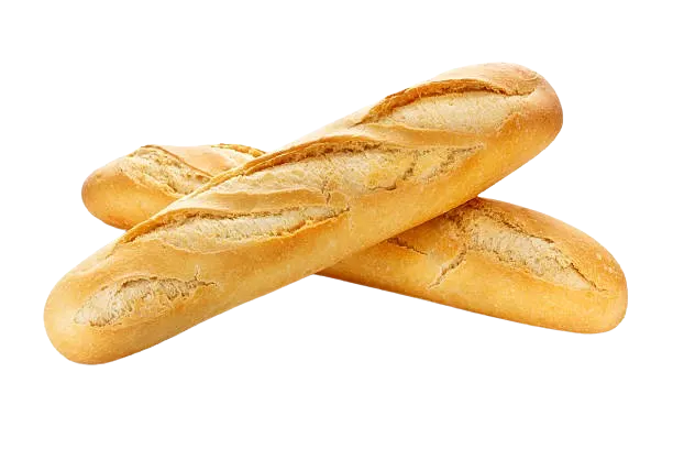 Recetas de panes y bollería: dos panes sobre un fondo blanco